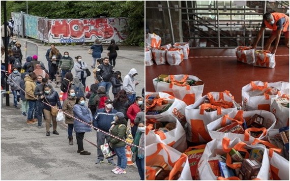 大批民眾排隊領取免費食物。（圖源：互聯網）