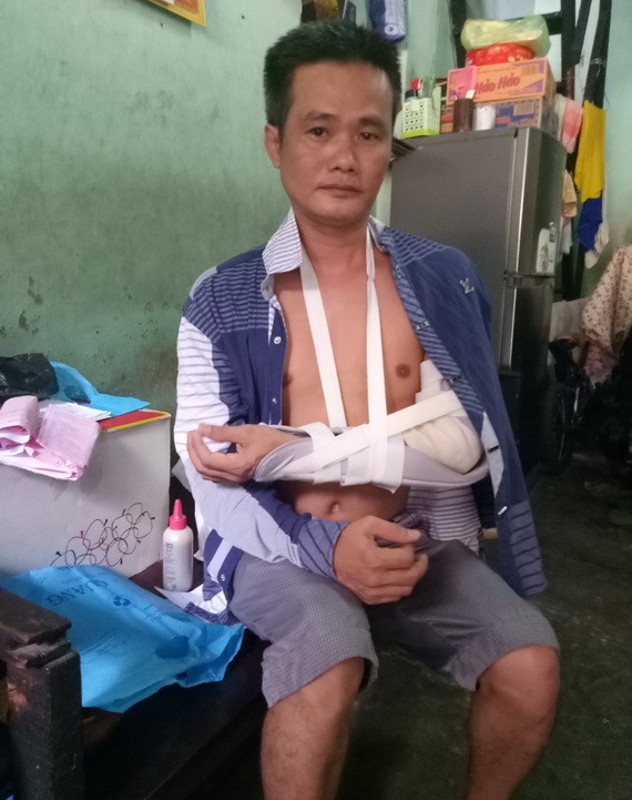 林文仁的手臂受傷。