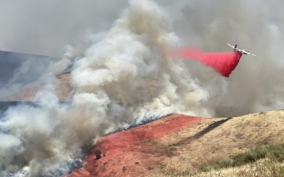 消防當局出動救火飛機。（圖源：互聯網）