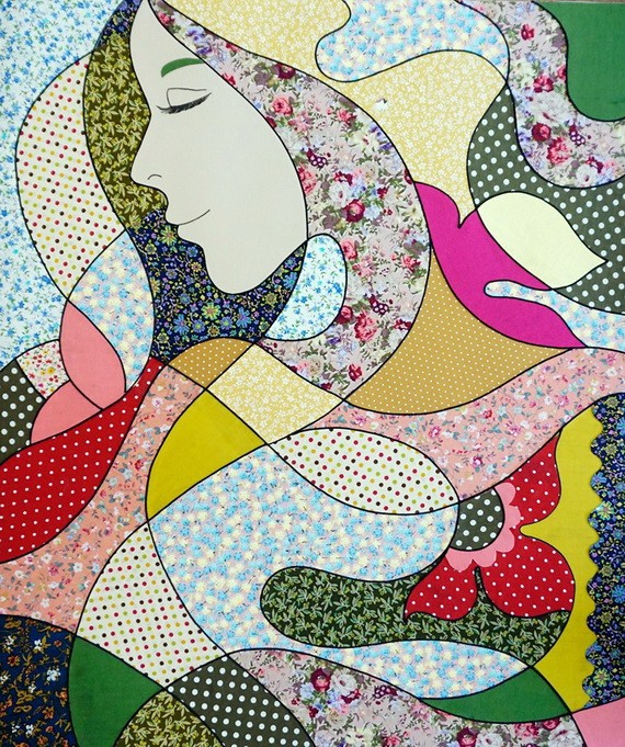 畫家阮秋玄的一幅拼布畫。