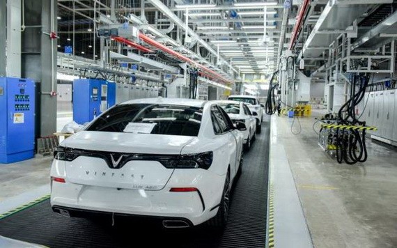 圖為 Vinfast 國產汽車成品車間一隅。（圖源：田升）