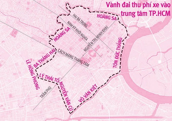 圍繞著市中心區的34個收費站位置。