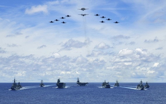 今年７月美國、日本、澳大利亞3方軍演。（圖源：Handout）