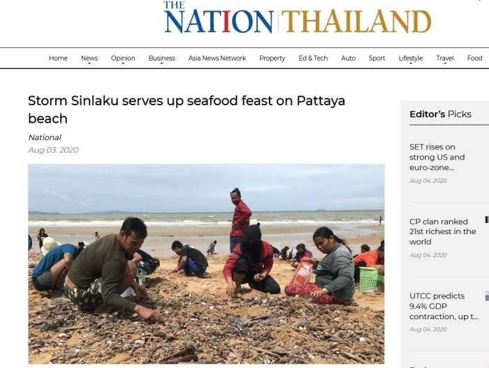 泰國《民族報》網站截圖。