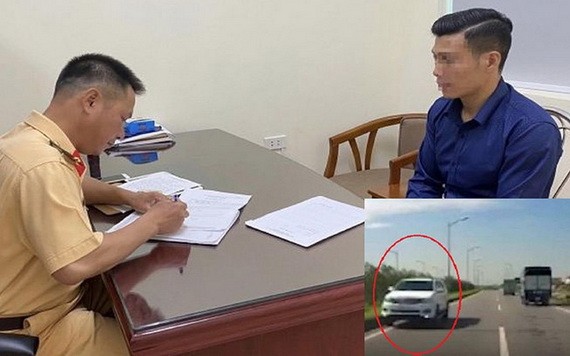 交警透過一輛汽車行車記錄儀拍攝到，並在社交網上發佈的錄像對在高速公路上違反行駛方向規定行駛的汽車司機處罰。