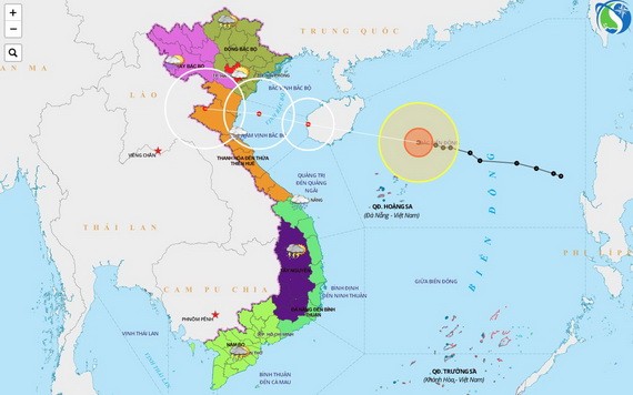 圖為7號颱風的移動方向。（圖源：越南氣象局網）