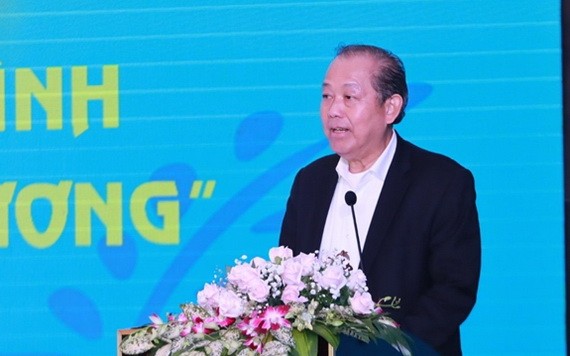 政府常務副總理張和平在會上致詞。（圖源：慶程）