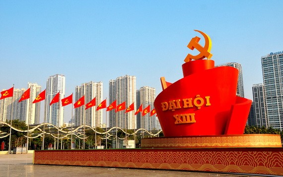 今(25)日上午，黨“十三大”代表將在美亭國家會議中心大會場舉行籌備會議。（圖源：VTV）