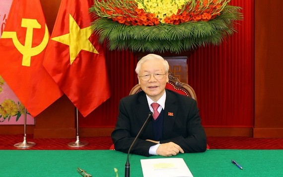 總書記、國家主席阮富仲致電給老撾總書記、總理通倫‧西蘇里。（圖源：越通社）