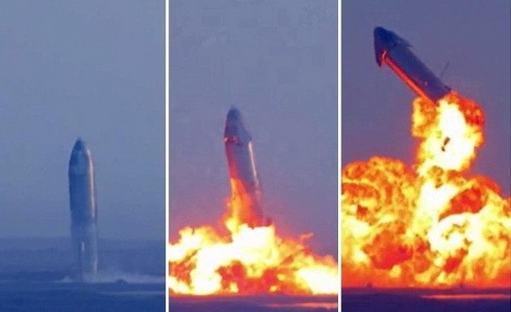 SN10火箭著陸後爆炸。（圖源：互聯網）