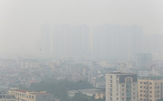 昨(14)日上午9時，河內市空氣質量指數達中至劣等。（示意圖源：嘉政）
