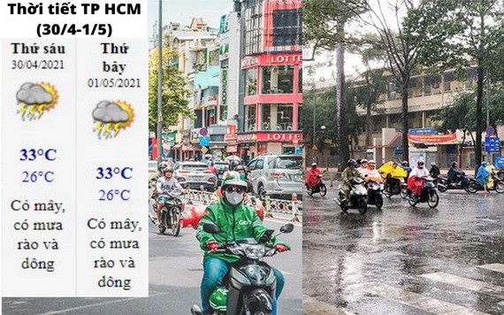 據天氣預報，本市今年“四‧三〇”和“五‧一”兩大節日傍晚將迎來陣雨天氣。（示意圖源：Tiin.vn）