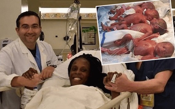 25歲的Halima Cisse 於4日順利開刀誕下9胞胎，9名嬰兒健康狀況良好，堪稱人類奇迹。（圖源：互聯網）