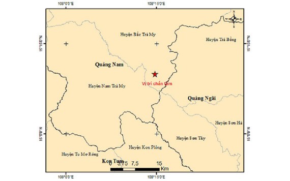圖中星號表示震中位置。（圖源：地球物理院）