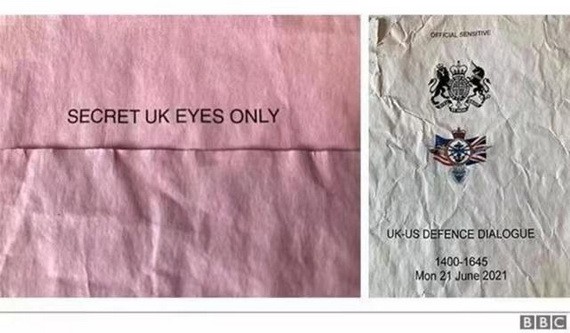英國國防部的一批機密文件在肯特郡巴士站旁被發現。（圖源：BBC）