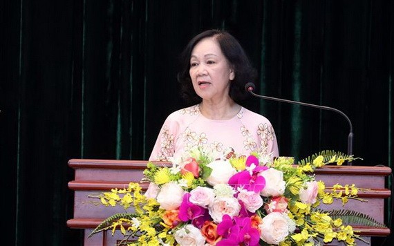 中央組織部部長張氏梅在會上發表指導意見。（圖源：越通社）