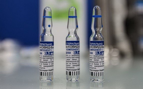 這是 4月28日在俄羅斯首都莫斯科拍攝的“衛星V”疫苗。 （圖源：新華社）