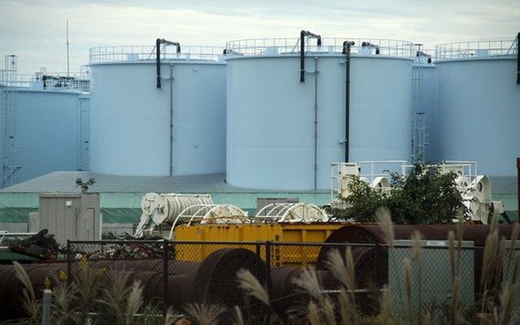 這是2017年10月12日在福島第一核電站內拍攝的儲存罐。（圖源：新華社）