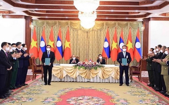 越老電力合作備忘錄簽署儀式現場。（圖源：越通社）