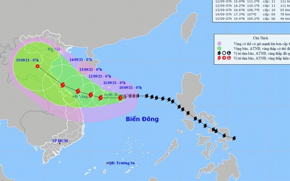 ５號颱風的移動方向。（圖源：國家水文氣象預報中心）