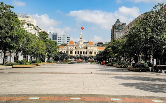 疫情期間的阮惠步行街清冷無人。（示意圖源：互聯網） 