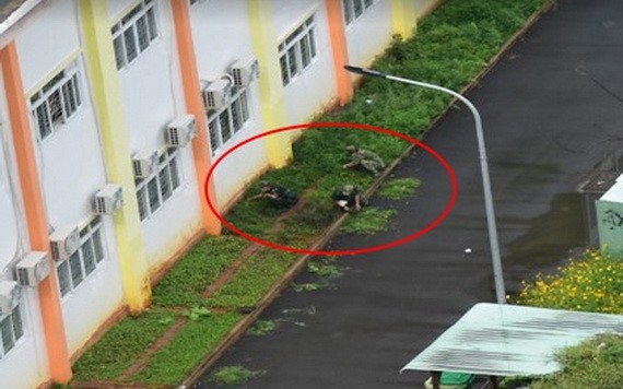 各名軍人除草的照片獲網友紛紛點贊。