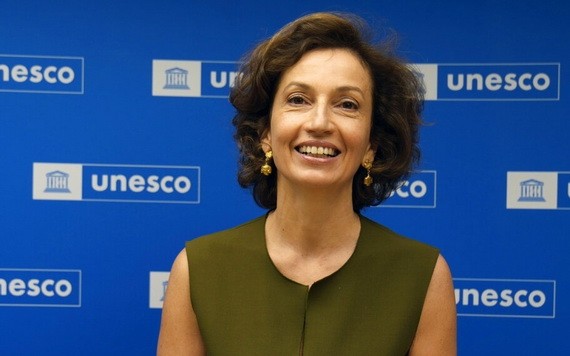 阿祖萊獲得155票，高票連任教科文組織總幹事。（圖源：AP）