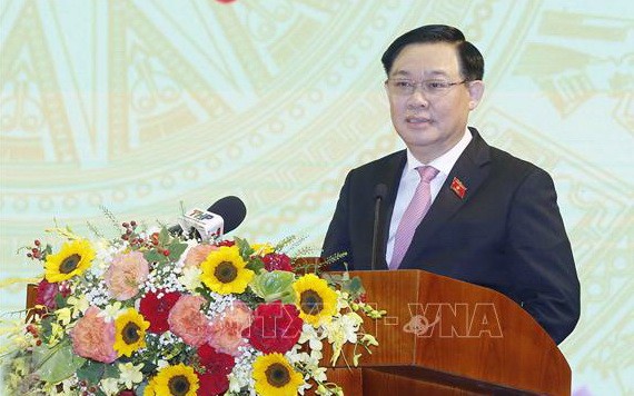 國會主席王廷惠在會上致詞。（圖源：越通社）