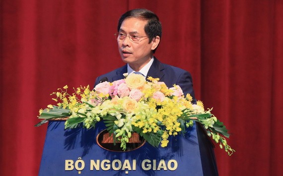 外交部長裴青山在會議上發言。（圖：楊玉）