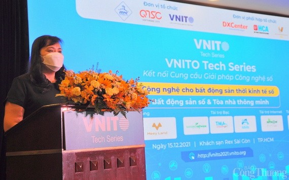 市貿易與投資促進中心副主任高氏飛雲在座談會上發言。（圖：明奎）