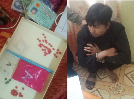 被查獲的毒販嫌犯阮孟靈（右圖）及毒品證物。（圖：警方提供）