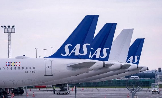 北歐航空（SAS）是丹麥、挪威及瑞典三國的國家航空公司。圖為丹麥根本哈根機場的北歐航空機隊。（圖：路透社）