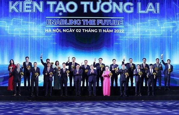 主題為“創建未來”的2022年第八屆越南“國家品牌”產品發布儀式在河內國家會議中心舉行。（圖：越通社）