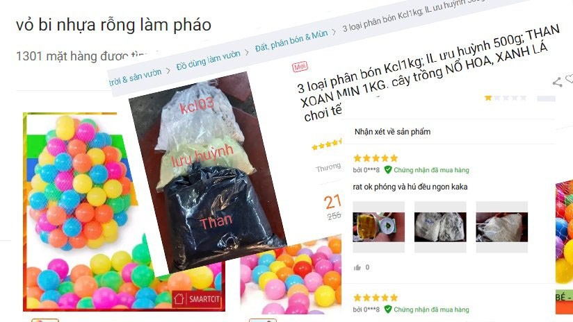 在電子商務網站上“變相”出售製作 鞭炮原材料的廣告類型。