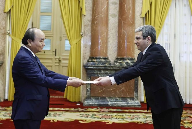 國家主席阮春福接見阿塞拜彊大使。（圖：越通社）