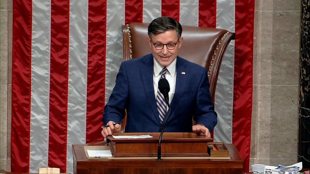 美国众院议长迈克·约翰逊。（图：AP）