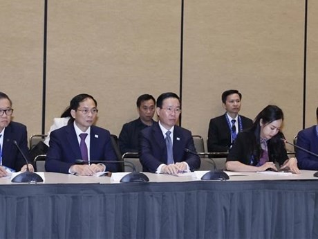 国家主席武文赏会见美国 – APEC企业联盟领导和众多美国大型企业代表。（图：越通社）