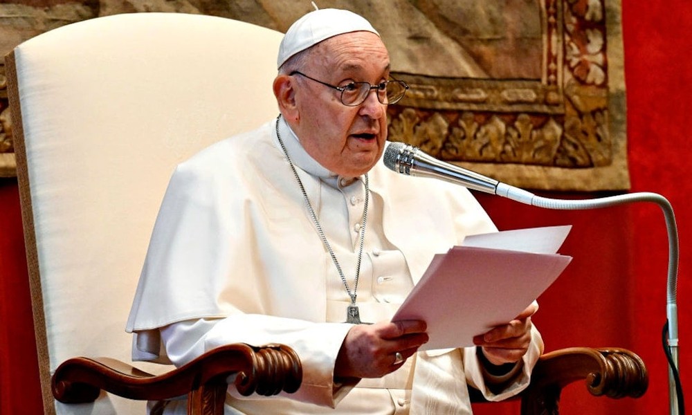 教皇方济各8日向各国驻教廷大使发表演讲。（图：Getty Images）