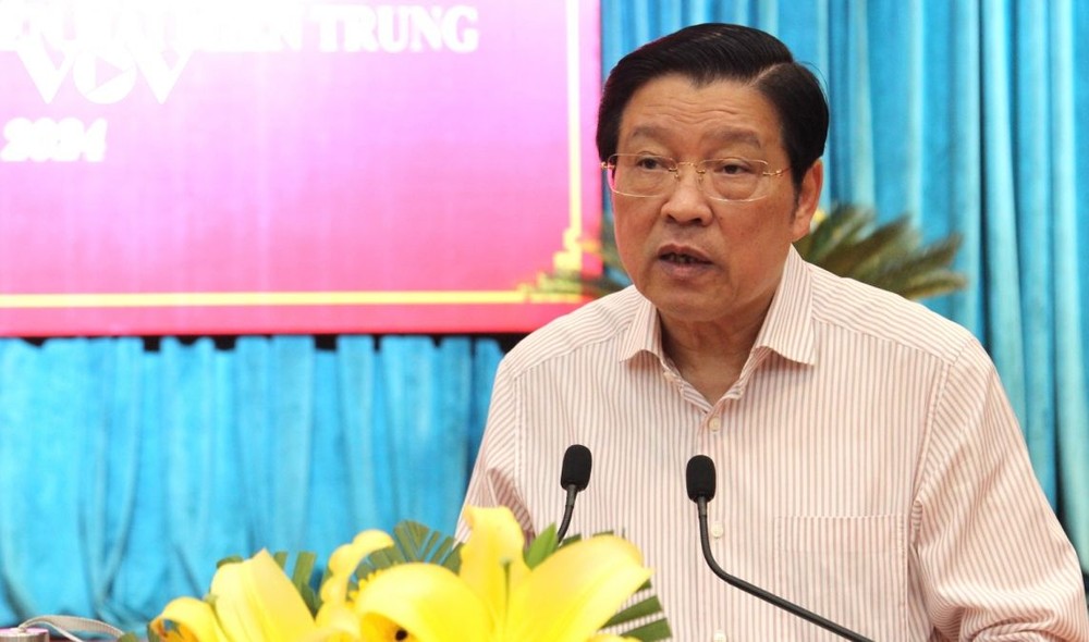 中央内政部长潘廷擢在会上发表讲话。（图：VOV）