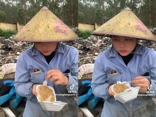 26岁的年轻母亲已有６年拾荒工作经验（视频截图）。