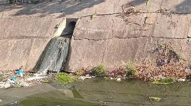 守德市平炤坊的民户生活废水直接排出三牛涌。（图：明海）