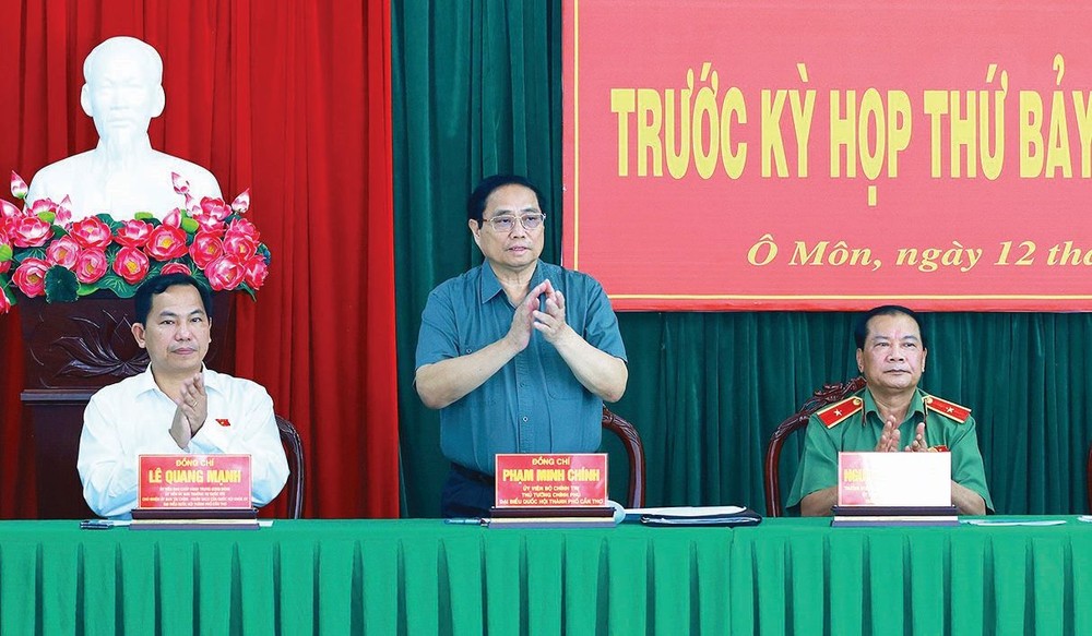 政府总理范明政在会上致辞。（图：越通社）