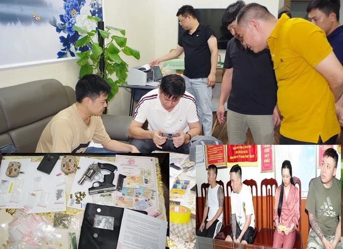 被捕的赌球团伙及查获的非法军武与毒品。（图：明康）