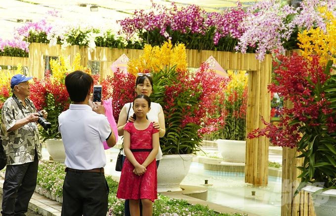 图为游客前来观赏第二次本市兰花盛会时拍照打卡理念。（图：阮水）