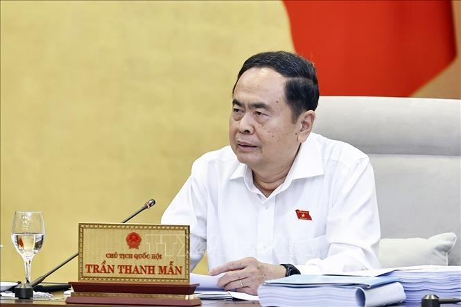 国会主席陈青敏在会议上发言。（图：越通社）