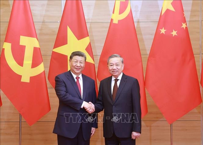 两国总书记合影。（图：越通社）