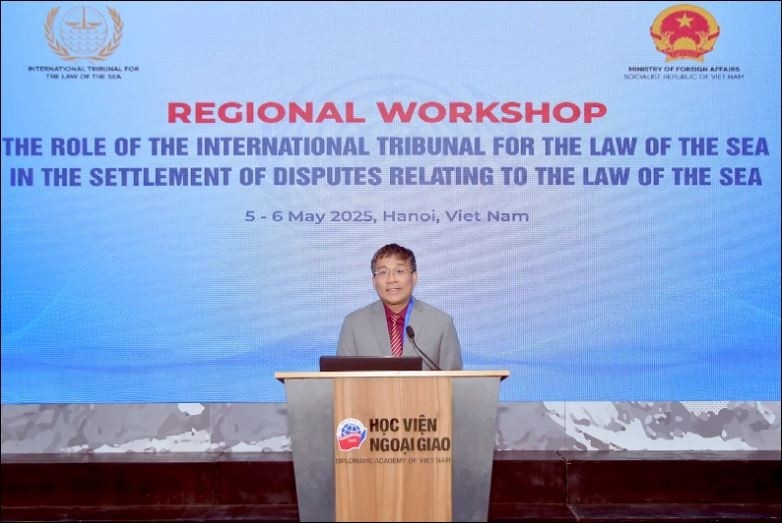 外交部常务副部长阮明武博士在研讨会上致词。（图：外交部）