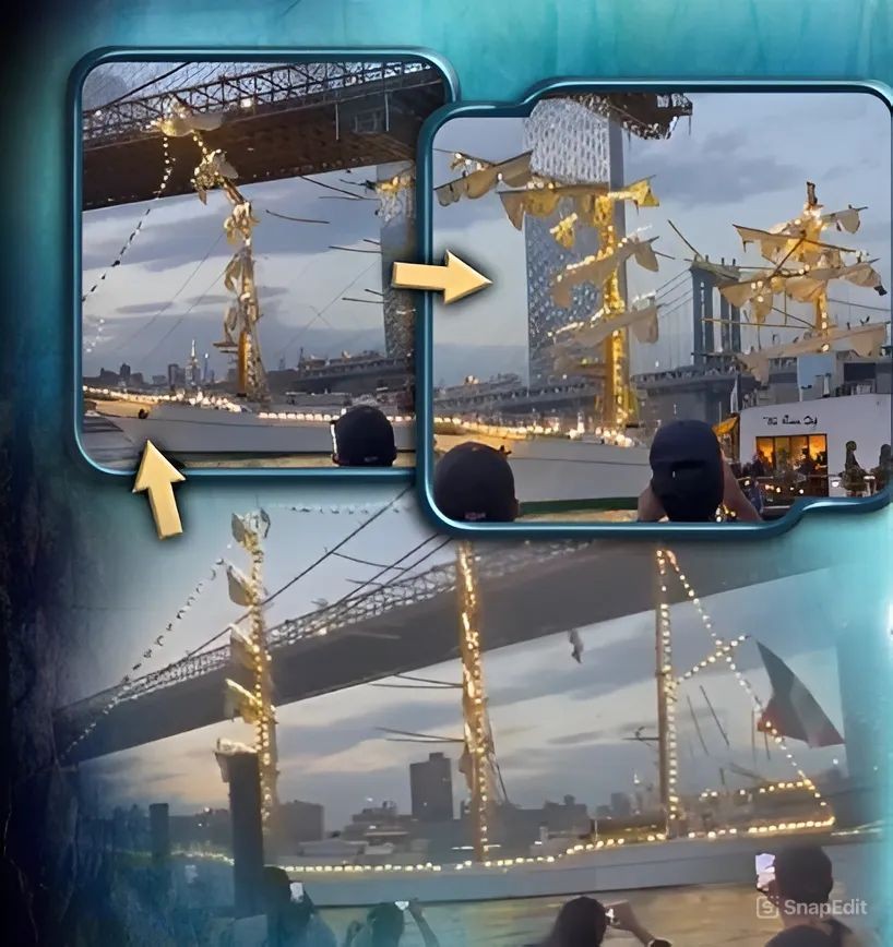 墨海军帆船撞纽约布鲁克林大桥