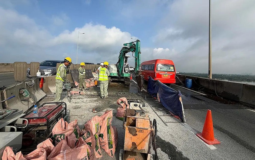隆城桥P26桥墩的伸缩缝已从本月15日起进行维修，预计15天内完成。（图：VECE）