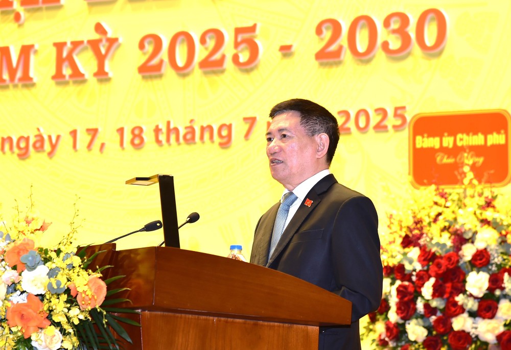 政府副总理胡德福在会议上发表演讲。（图：VGP）